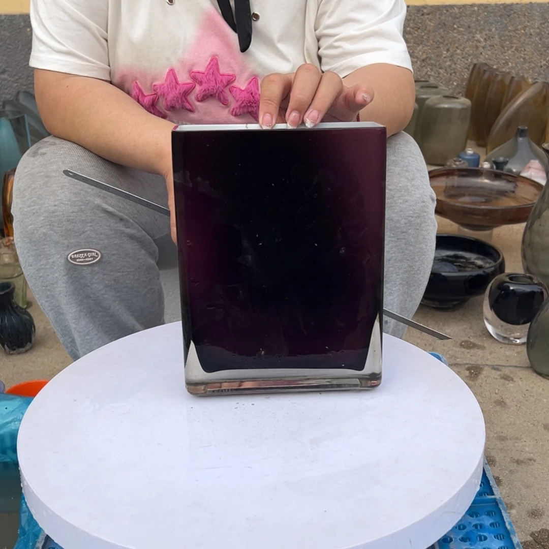 高度24紫色花瓶瑕疵