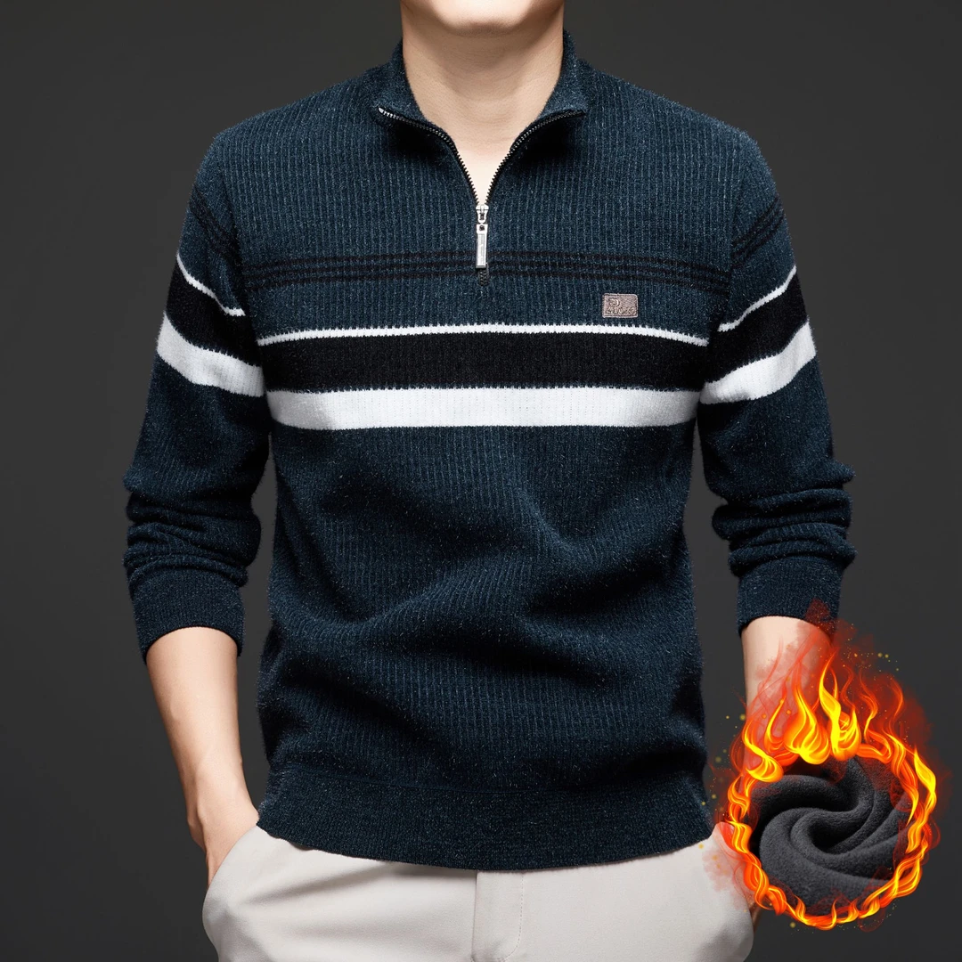 针织针织衫抗起球男士打底毛衣男士加厚潮流休闲翻领秋冬季保暖
