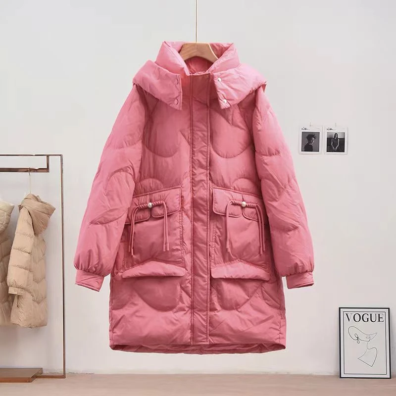 Y52698 连帽POLO领字母围巾领防风收腰洋气冬季保暖