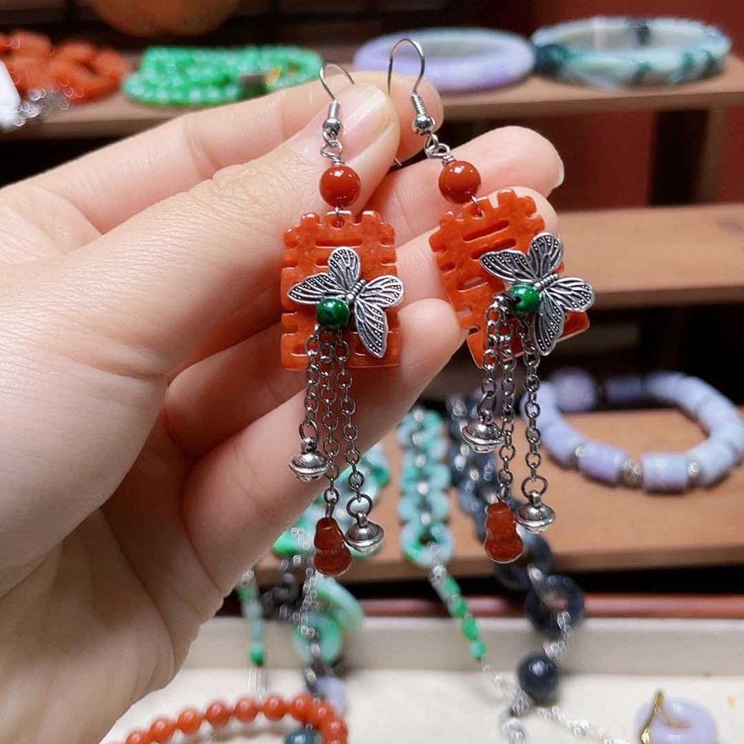 翡翠未镶嵌耳饰饰品