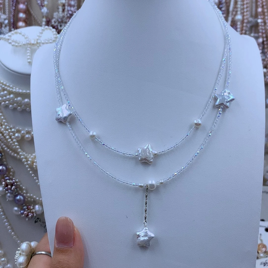 项圈银S925镶嵌淡水珍珠