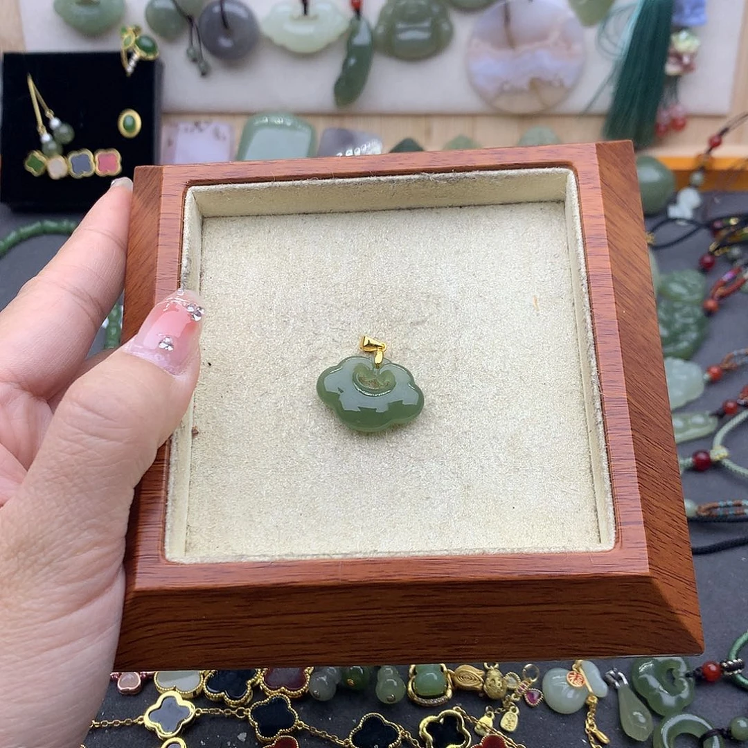 和田玉吊坠(不含链)银S925镶嵌