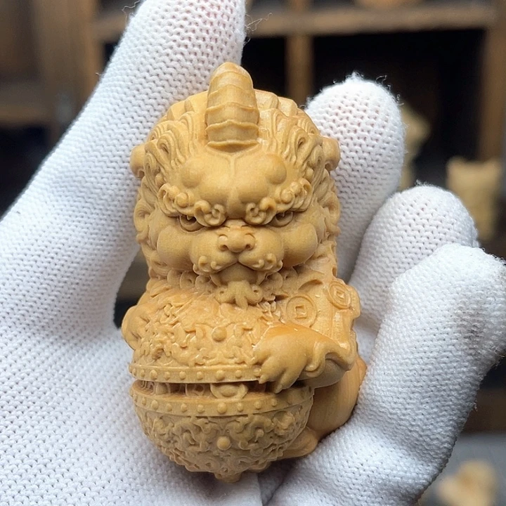 木黄杨木貔貅手把件绳子六公分