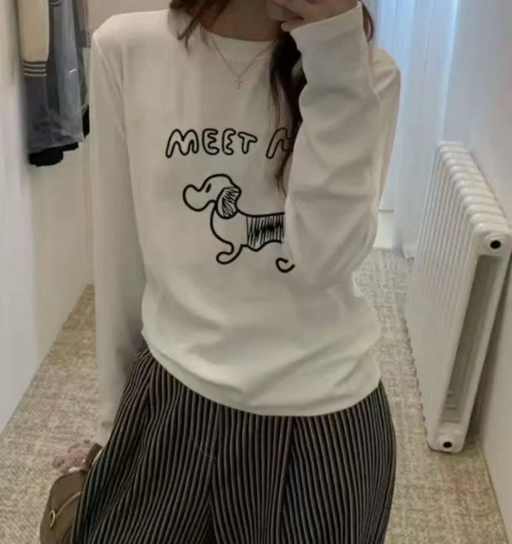 Z.X   小狗植绒双面绒打底衫  8935（C2）