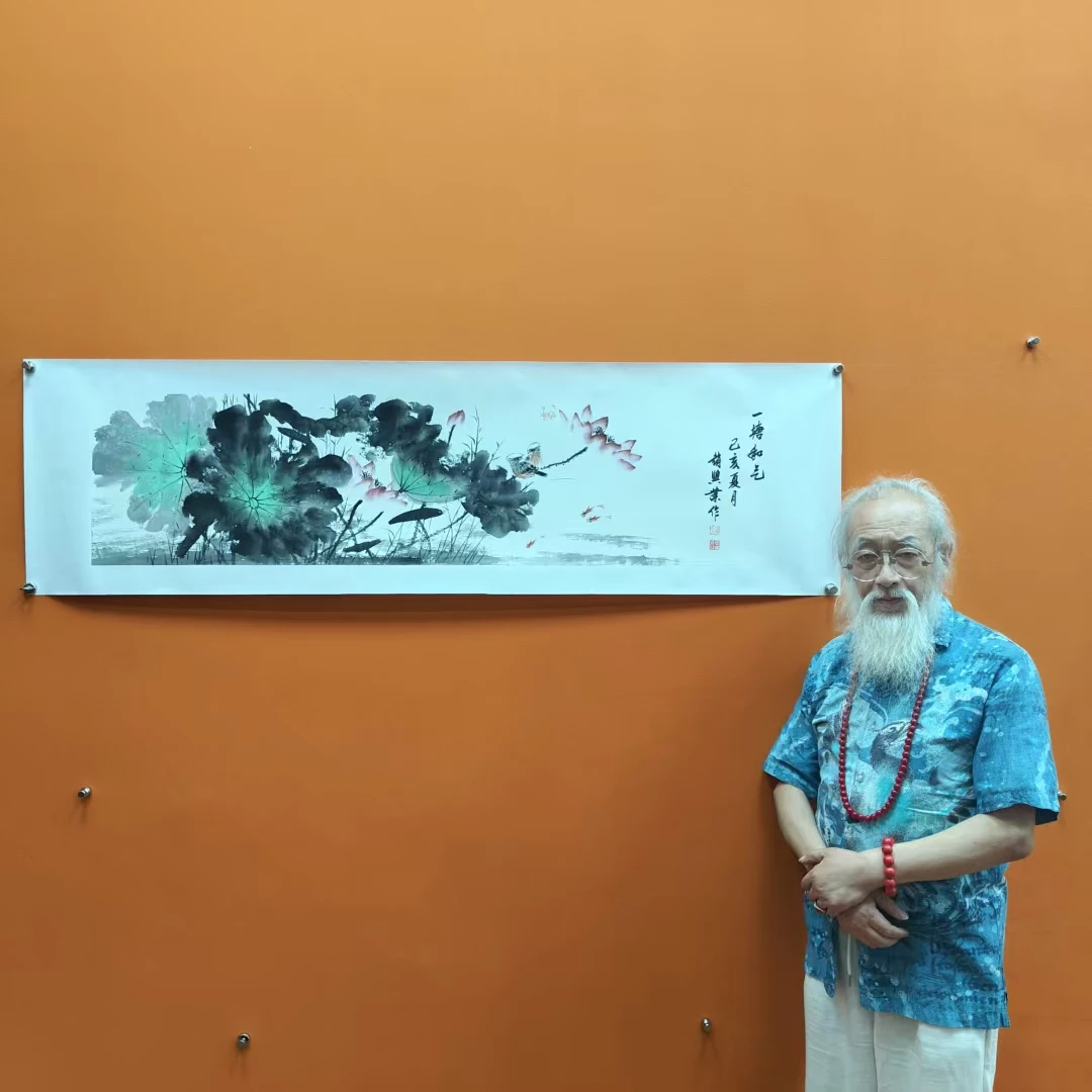 赵兴业《一塘和气》四尺对开 托裱 136*34cm -古墨堂3