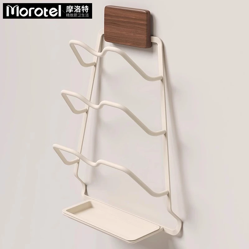 Morotel/摩洛特胡桃木美拉德锅盖收纳架厨房壁挂置物架墙上放置架