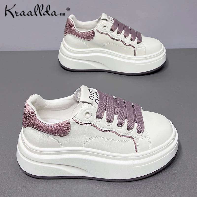 kraallda卡搭真皮厚底小白鞋女春夏款百搭爆款轻便显脚小休闲板鞋