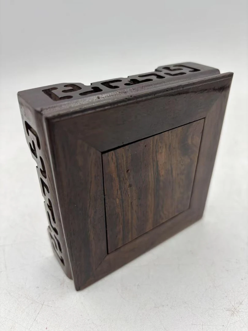 黑檀10正方回纹小底座中式壶承杯垫 尺寸(cm):10*10*3（微瑕）