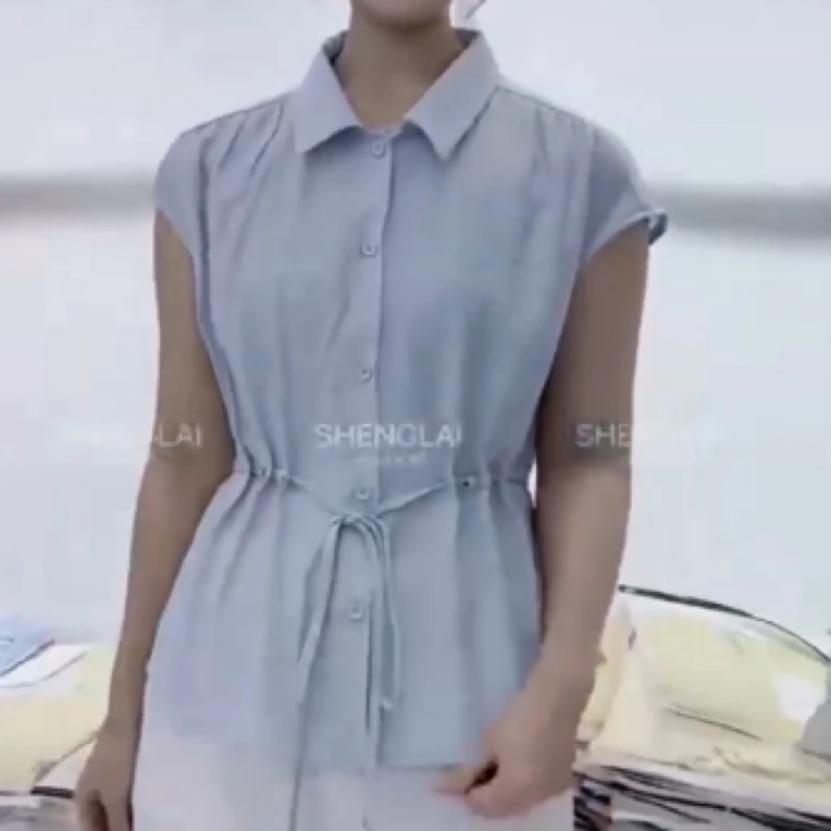 「旭润服饰」53款马蹄袖系带开衫短袖