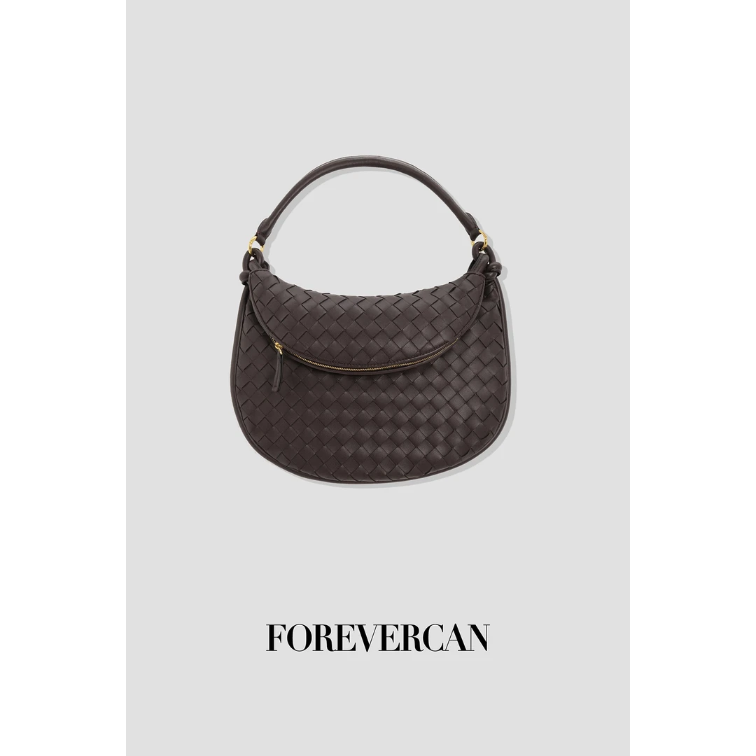 FOREVERCAN【新品彩蛋】咖色头层牛皮编织包包 SS25889