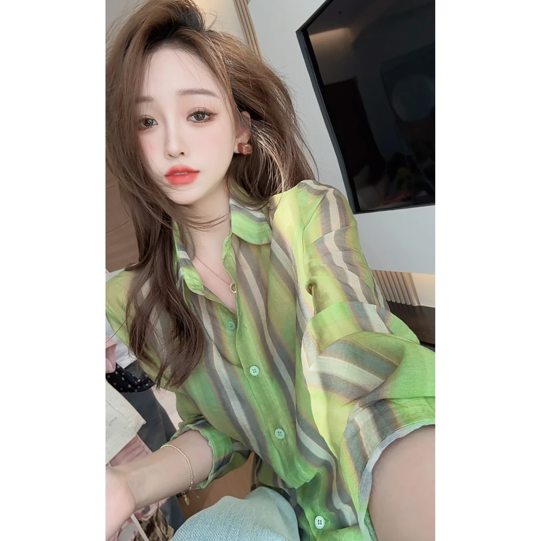 【CHEN】洋气时尚设计感拼色小衫慵懒减龄显白显瘦长袖衬衫25032501