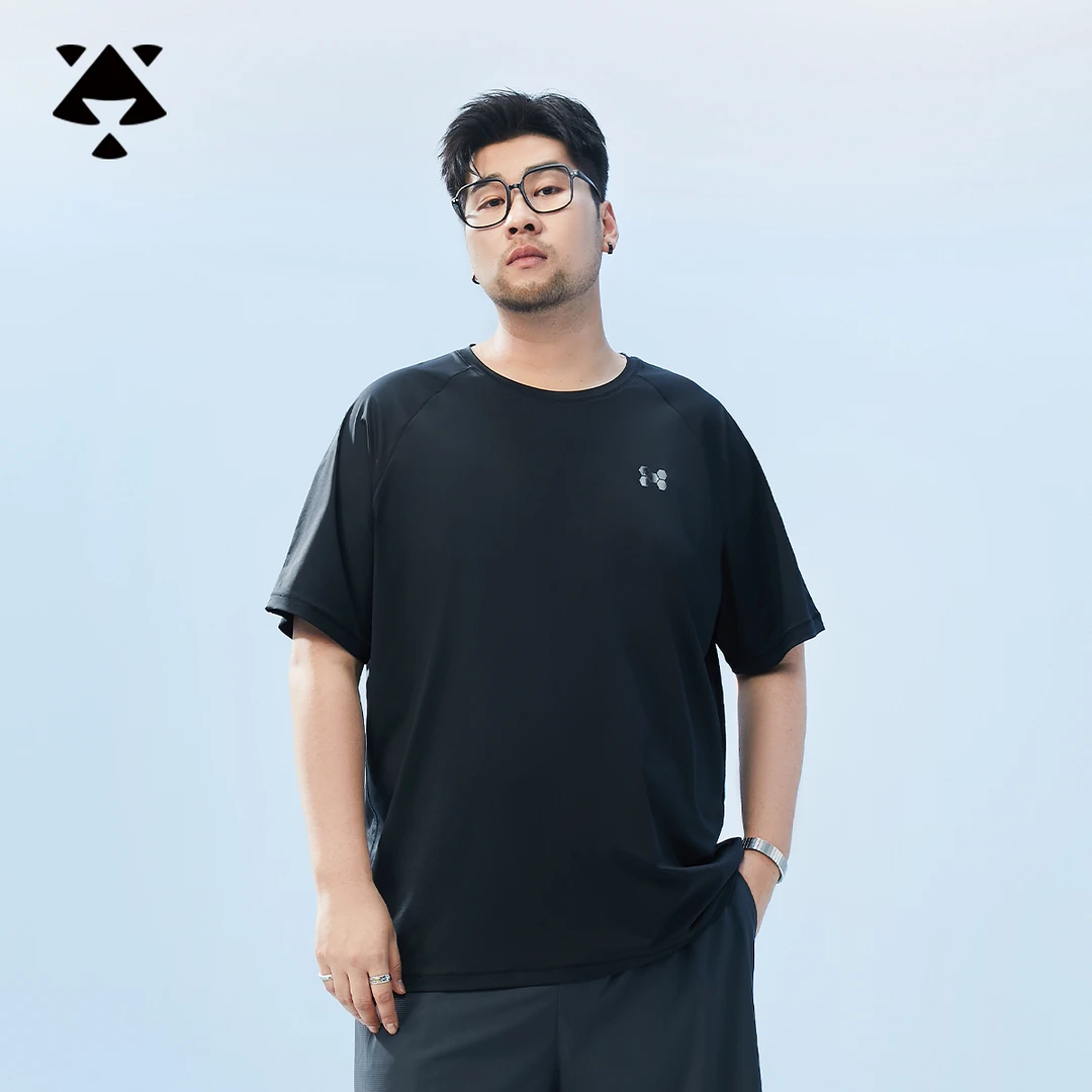 【凉感冰丝】大码男装休闲户外运动夏季宽松足球速干圆领弹力短袖