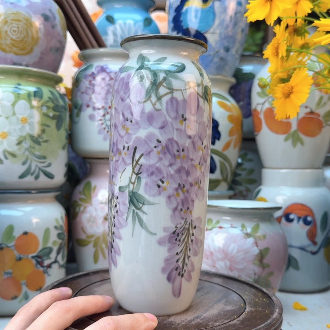 瓶景德镇纯手绘陶瓷花瓶无孔
