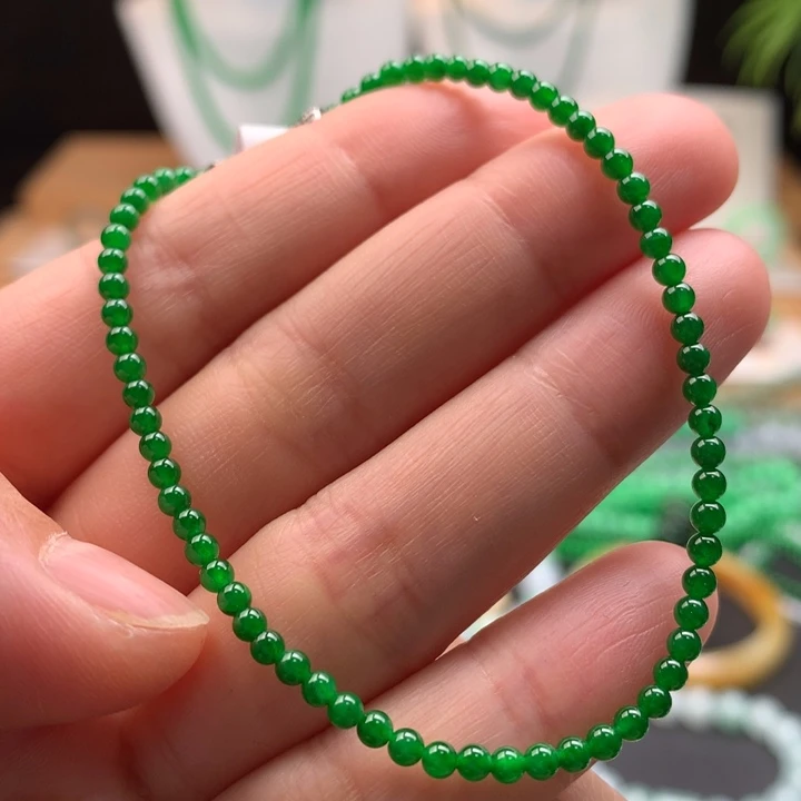 翡翠未镶嵌手链天然缅甸A货翡翠 卡2.6mm