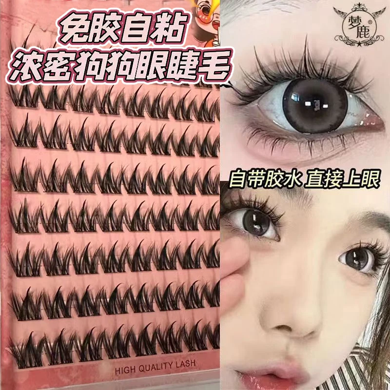100簇大容量免胶小奶狗~犬系假睫毛懒人浓密自然漫画仿真分段新款