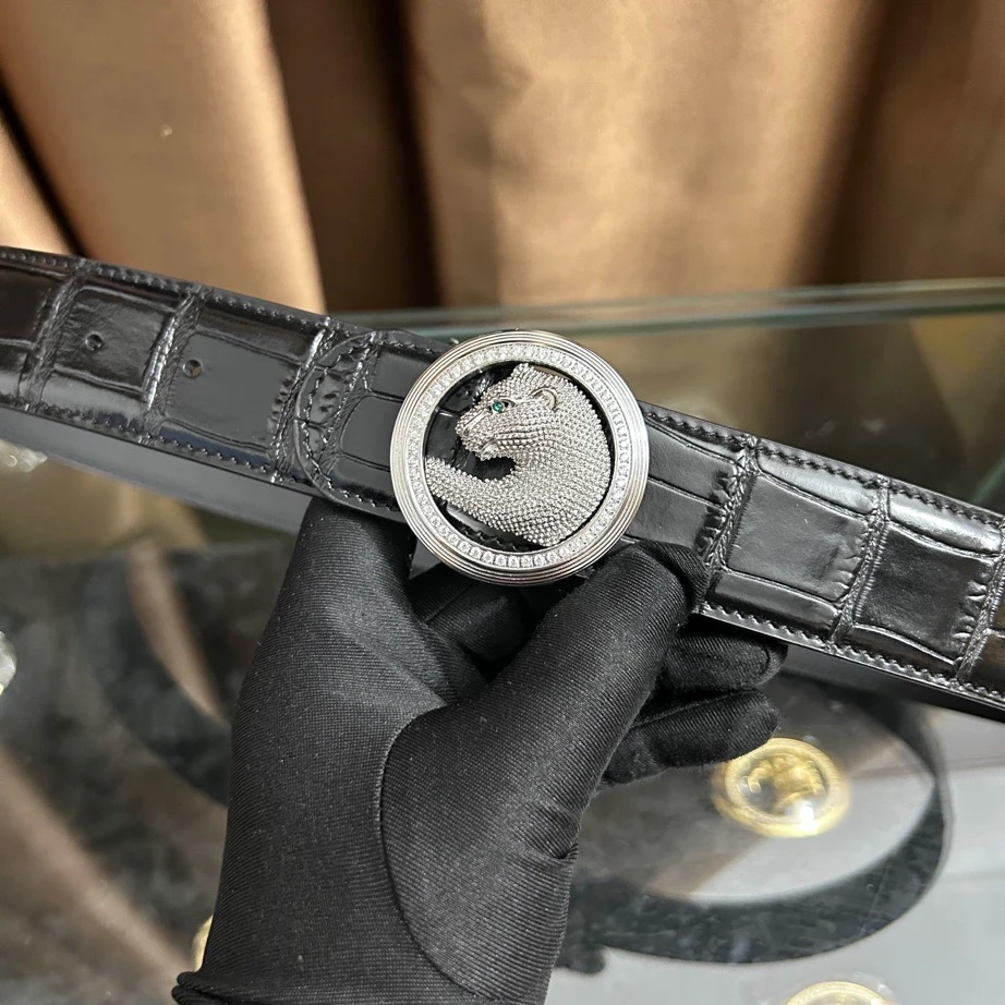 史蒂芬新款百搭男士皮带高档休闲豹子头牛皮腰带青中老年时尚商务