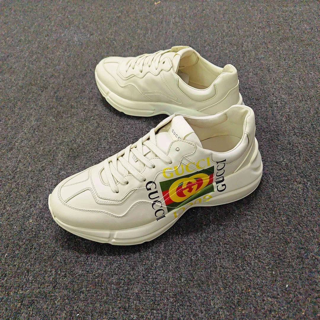 99新 GUCCI/古驰 古驰Rhyton双G logo老爹鞋42码99新公价8900