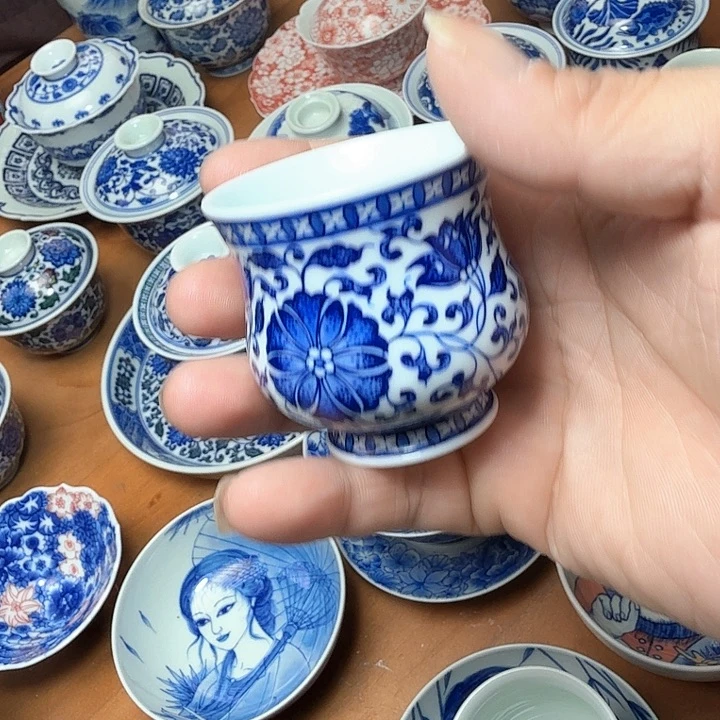 陶手绘缠枝莲福利款单杯