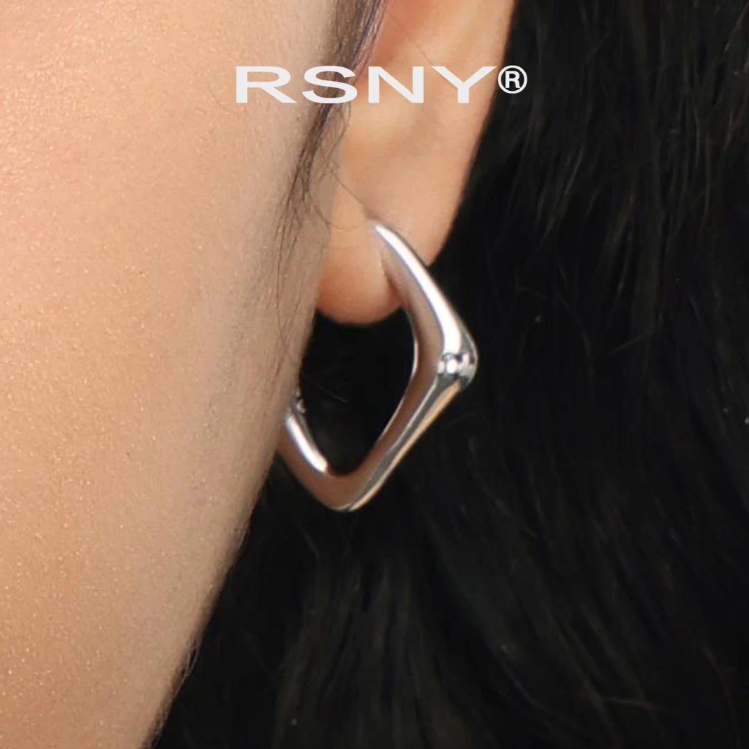铜合金耳饰 RSNY极简方形几何耳环女2025款欧美轻奢高级感耳钉
