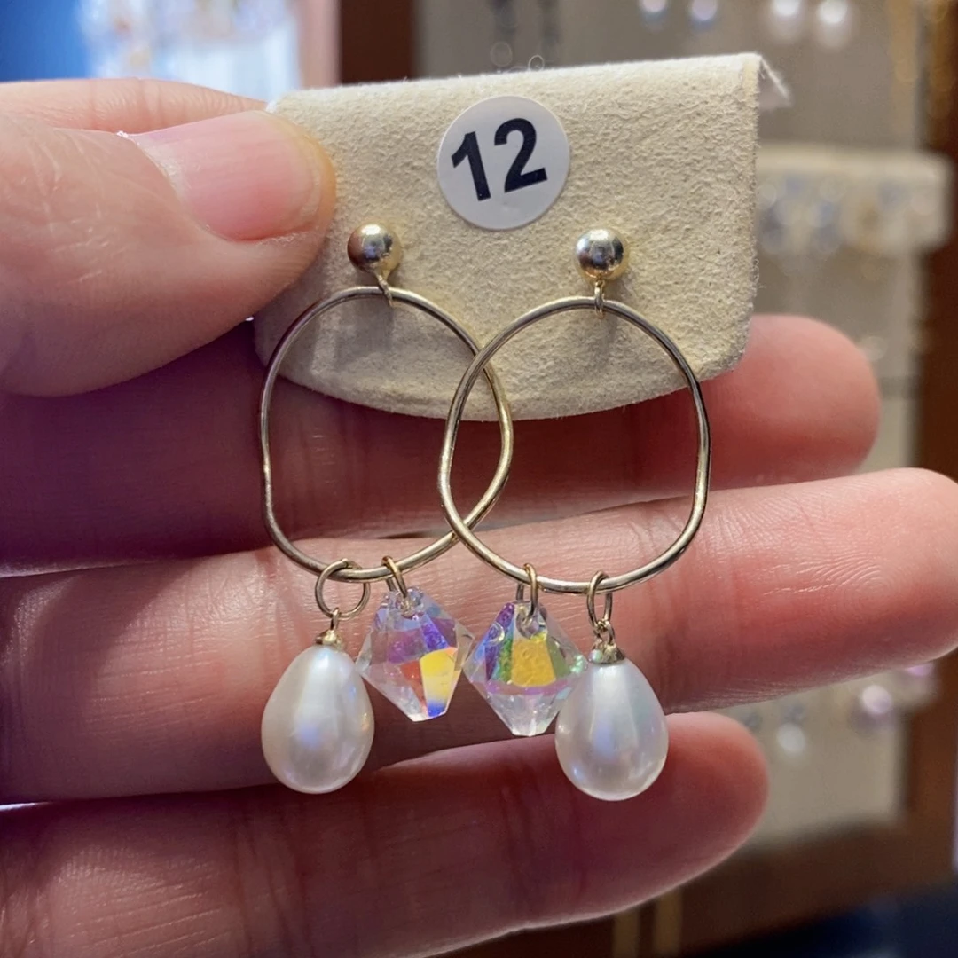 淡水珍珠耳饰银S925镶嵌