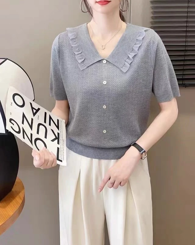 【赠运费补贴】莱赛尔纤维~~蕾丝花边-高定版！灰色娃娃领332