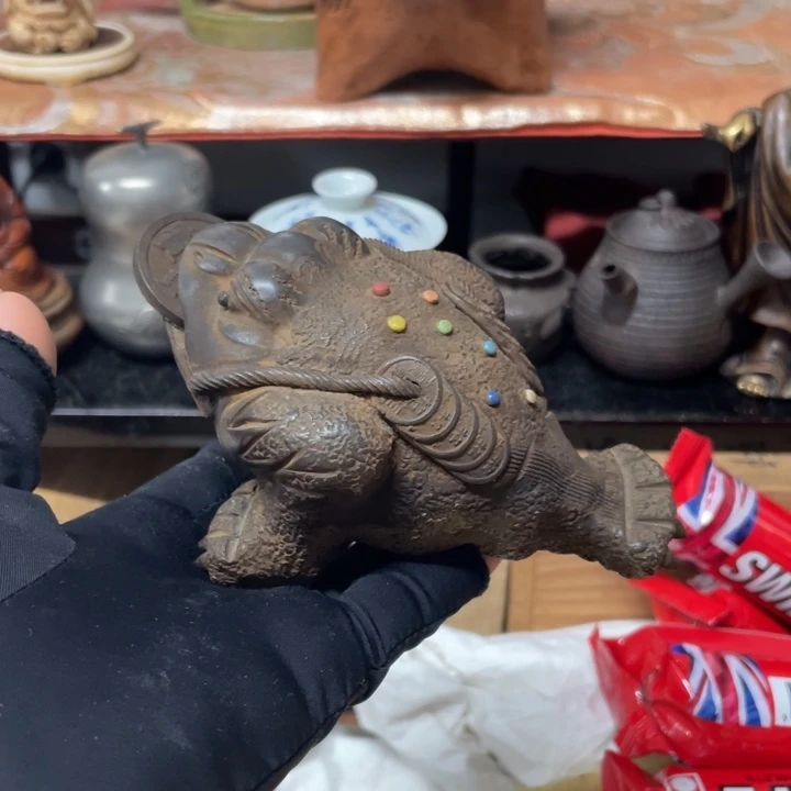 绿泥紫砂中古工艺品摆件