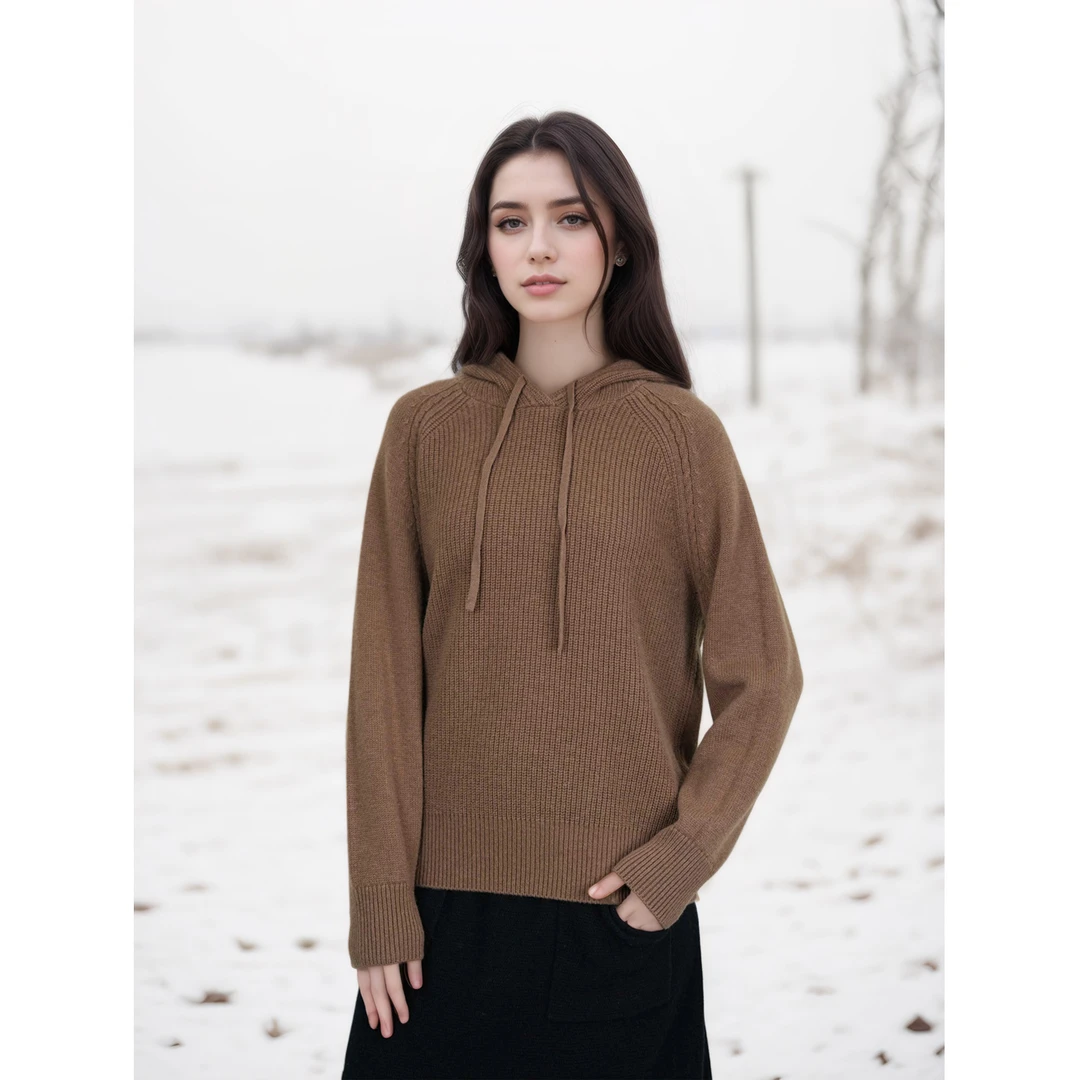 特！100绵羊毛！加厚美利奴全羊毛！连帽针织衫毛衣 H6875 女装 F123