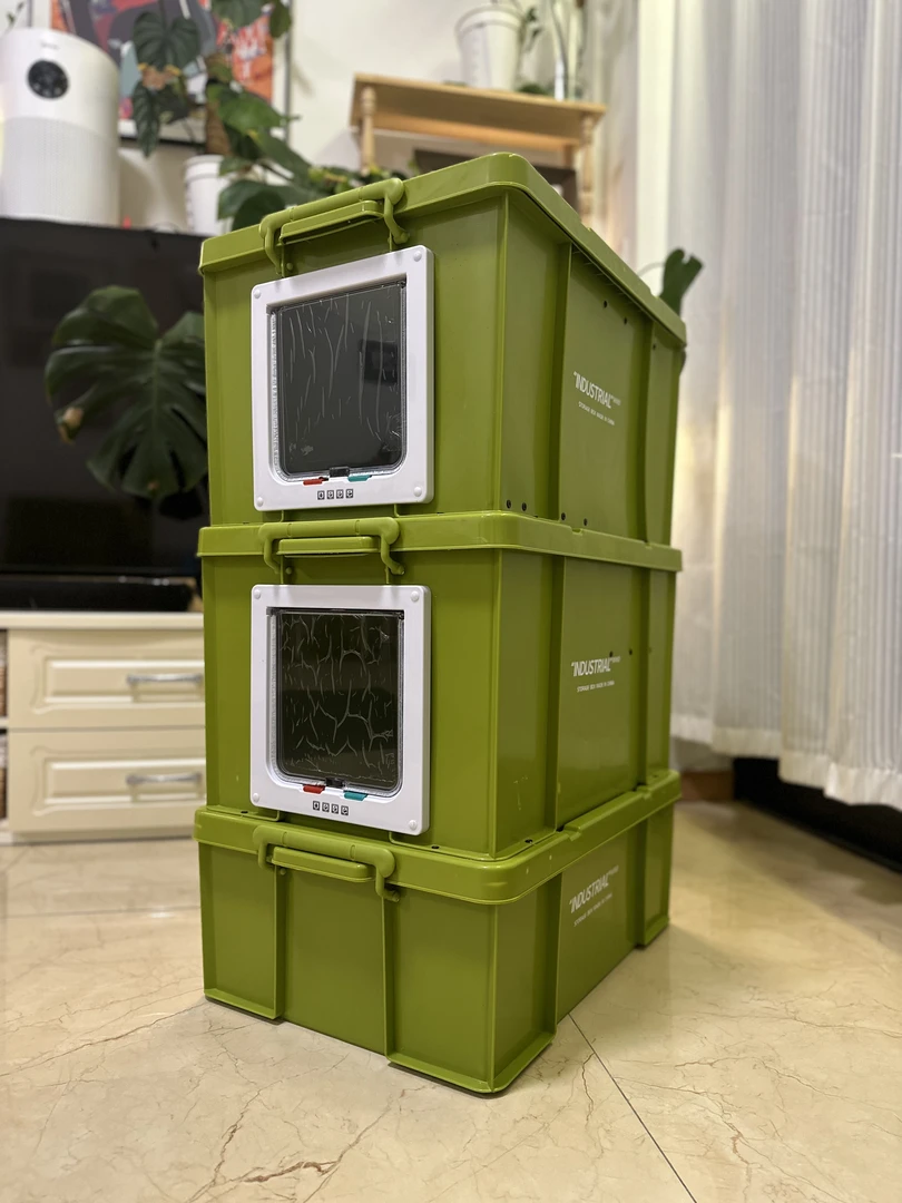 款式4大号-双门三踏板，防猫砂带出（适合12斤左右）周转箱猫砂盆