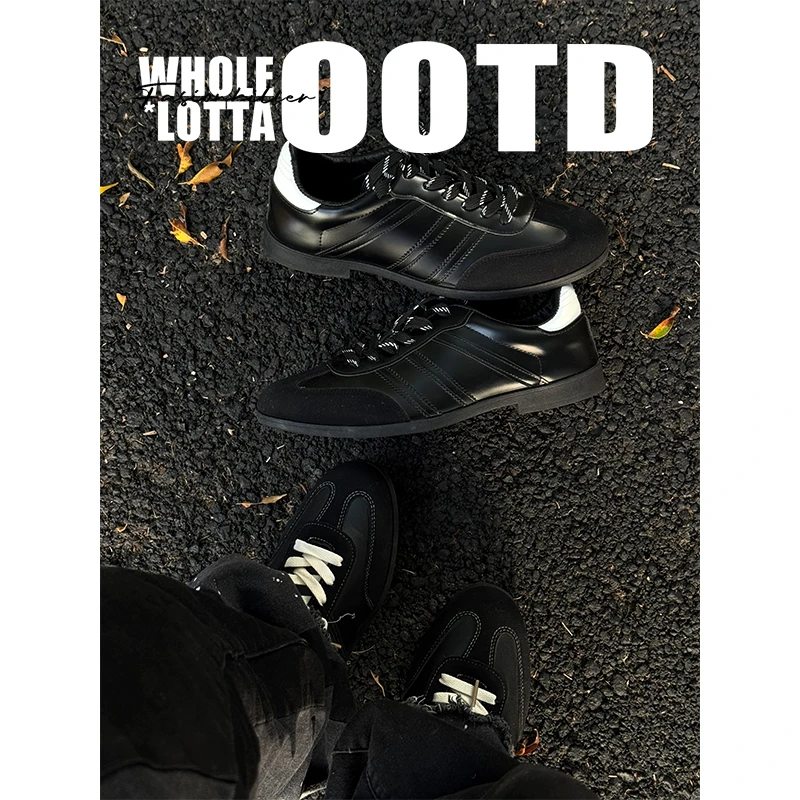 aoyo25SS白尾英伦高级感百搭德训鞋男复古增高厚底休闲西装德比鞋