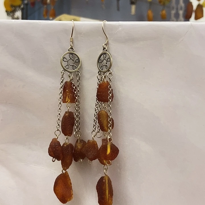 蜜蜡银S925镶嵌耳饰蜜蜡