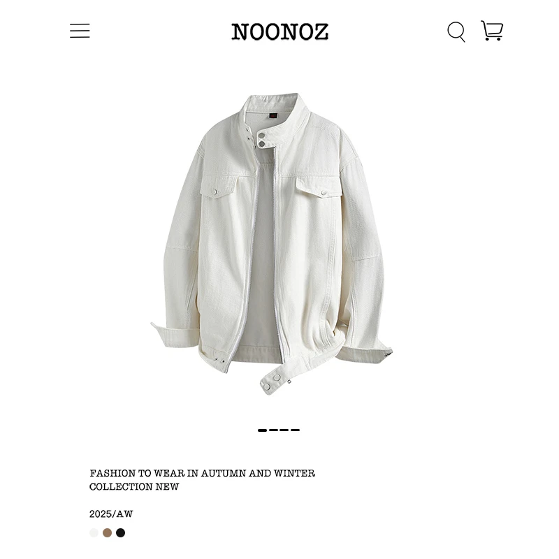 NOONOZ美式通勤纯色高级感工装夹克男潮牌中性风重磅复古拉链外套