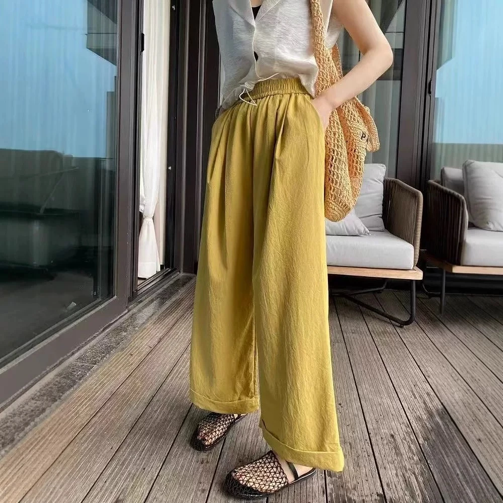 美丽姐的韩版九分翻边直筒裤505