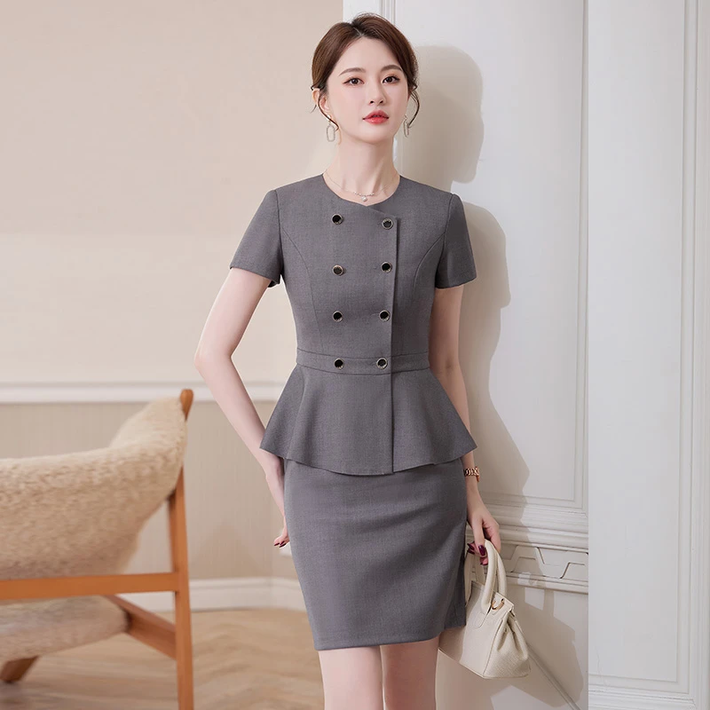 时尚西装套装女春夏新款OL短袖西服气质女神范通勤修身工作服3082