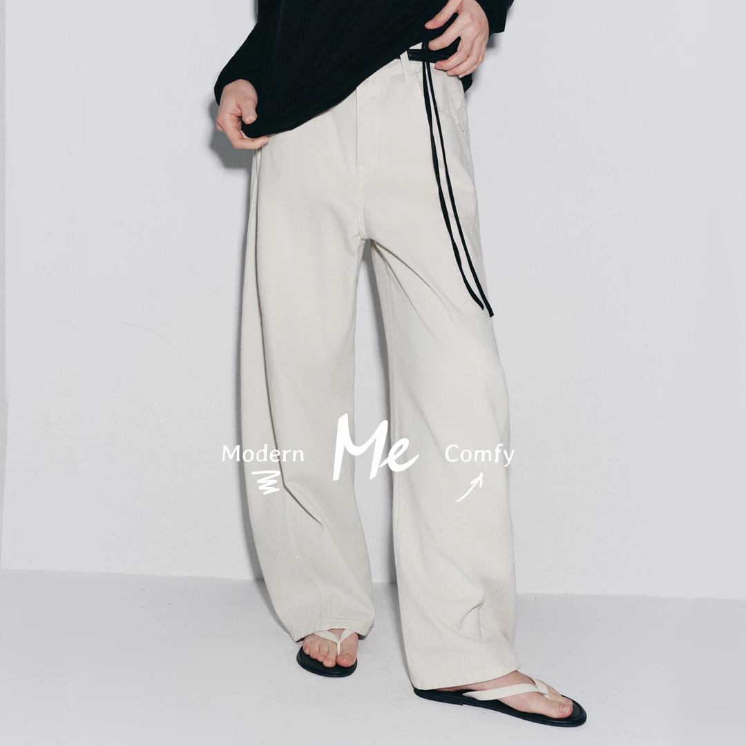 ME【骨线镰刀裤】100棉柔软密实斜纹肌理高腰显瘦牛仔裤MESS0031