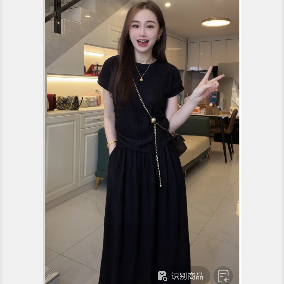 上衣+半身裙/夏季新款休闲套装女简约洋气宽松气质显瘦两件套1