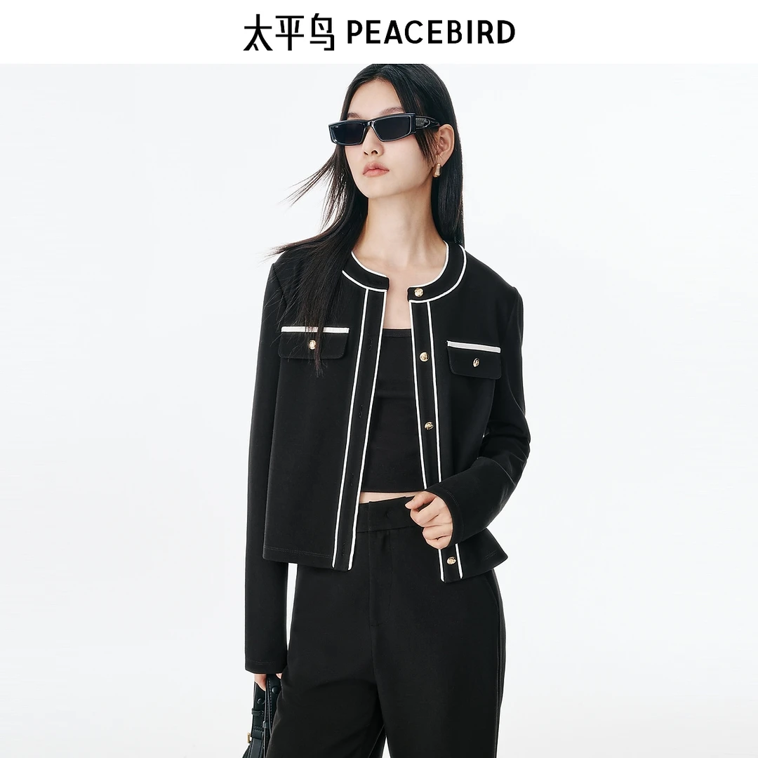 【粉丝专属】太平鸟圆领肌理感小香风上衣秋新款外套AACDF3153