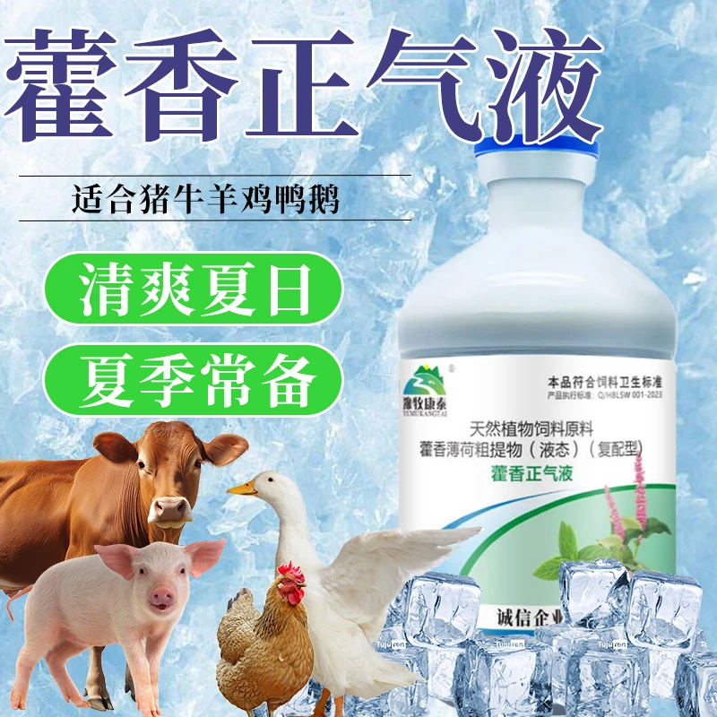 【藿香正气液】鸡鸭鹅鸽猪牛羊通用家禽夏日冰爽VC兽用饲料添加剂