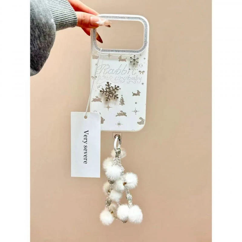 镂空圣诞树立体雪花链条适用iPhone17promax苹果16手机壳15女防摔