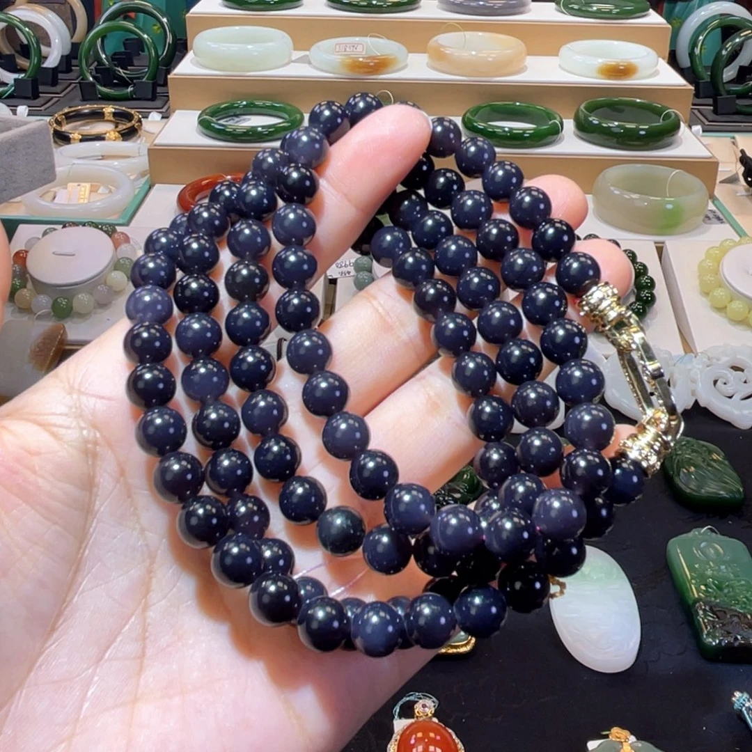 和田玉未镶嵌颈饰高品皇家紫108