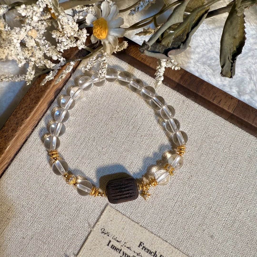 全净体白水晶设计款五条经手串925银