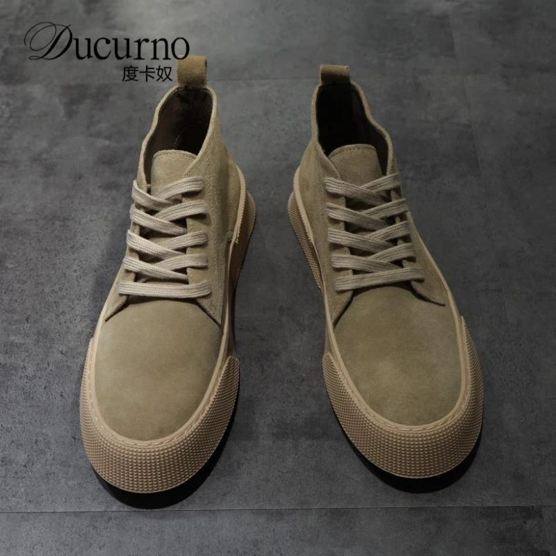 日系复古牛皮沙漠靴男 2025休闲新款百搭高端高帮鞋磨砂皮马丁靴