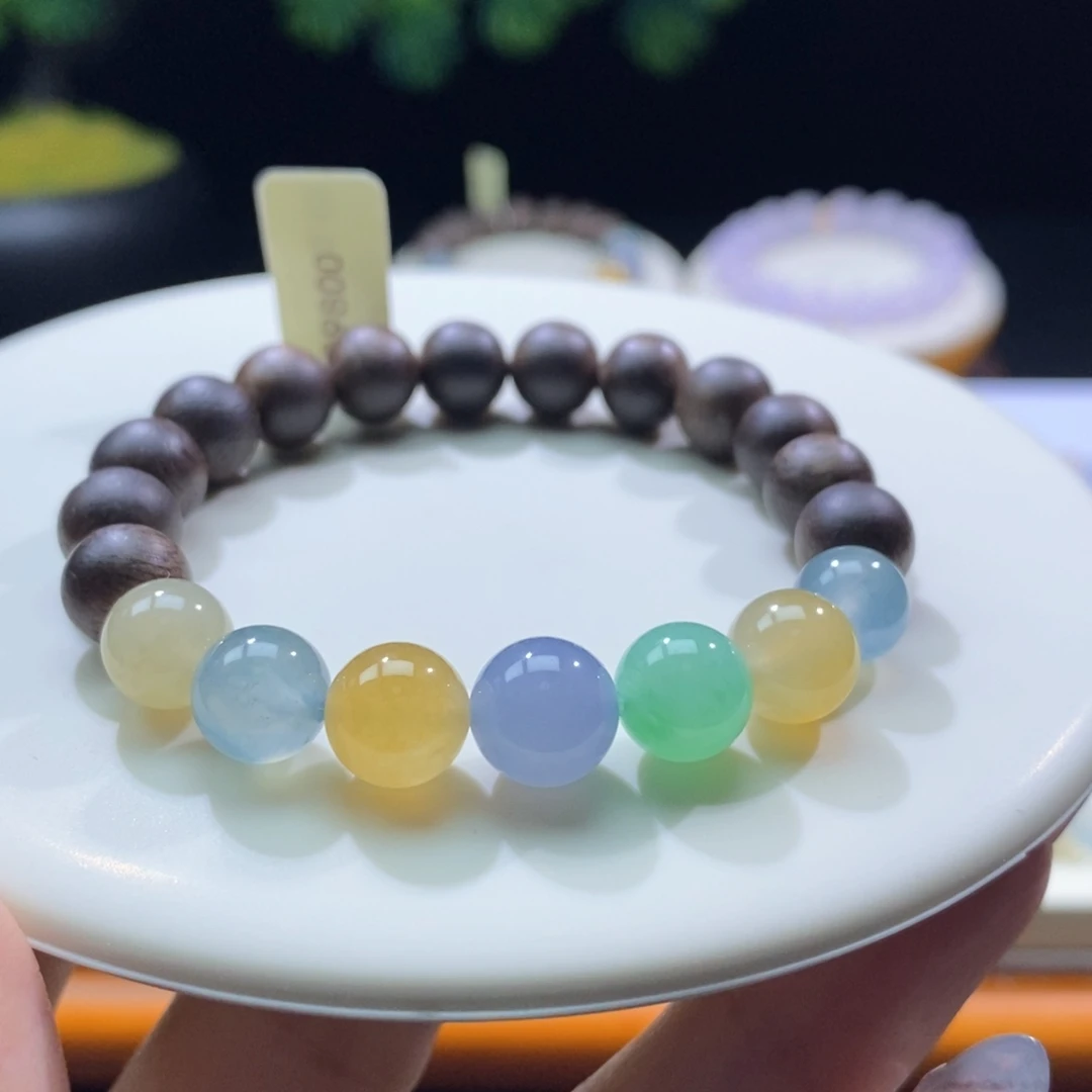 颈饰未镶嵌翡翠翡翠糖果色圆珠手串9+mm