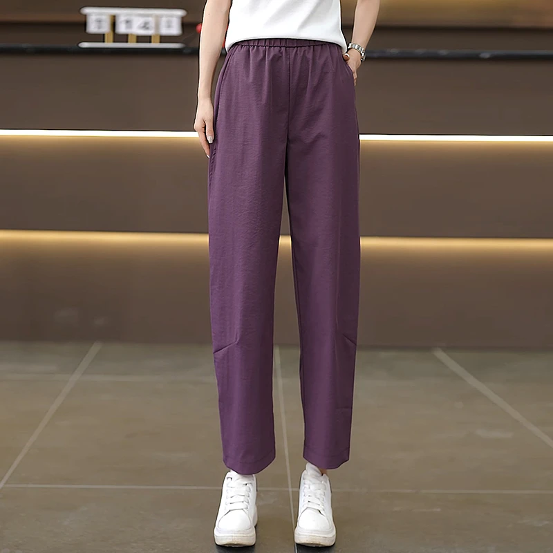 舒柔特2025夏季新款不皱不鼓包舒适透气休闲小个子薄九分弯刀裤女