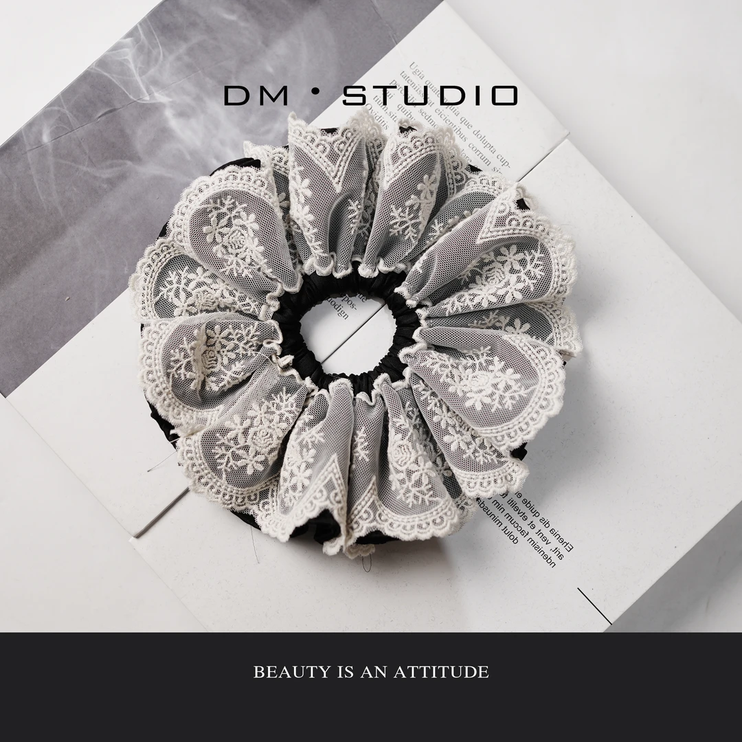 -DM•STUDIO/法式高级感气质重工精致小众气质蕾丝发绳头饰（15131）