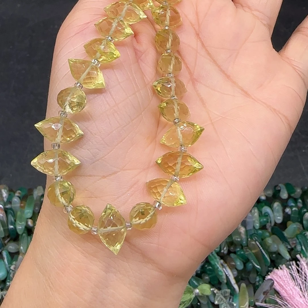 玛瑙/玉髓合金珠宝半成品邱*黄水双尖拍三86发一条