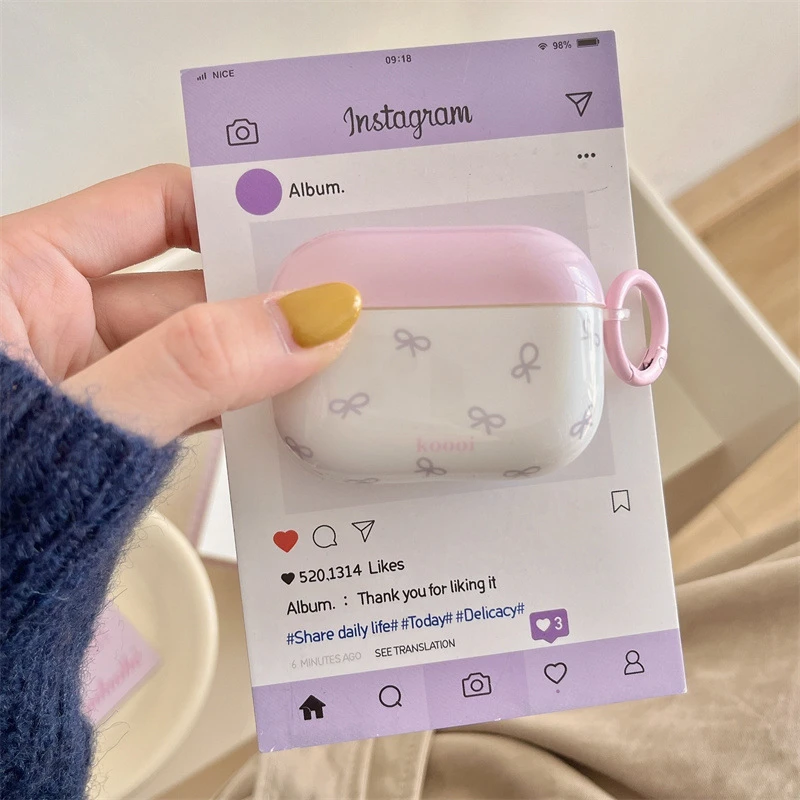 imd软壳粉蝴蝶结挂件适用苹果airpods4代耳机保护套pro新3代耳机