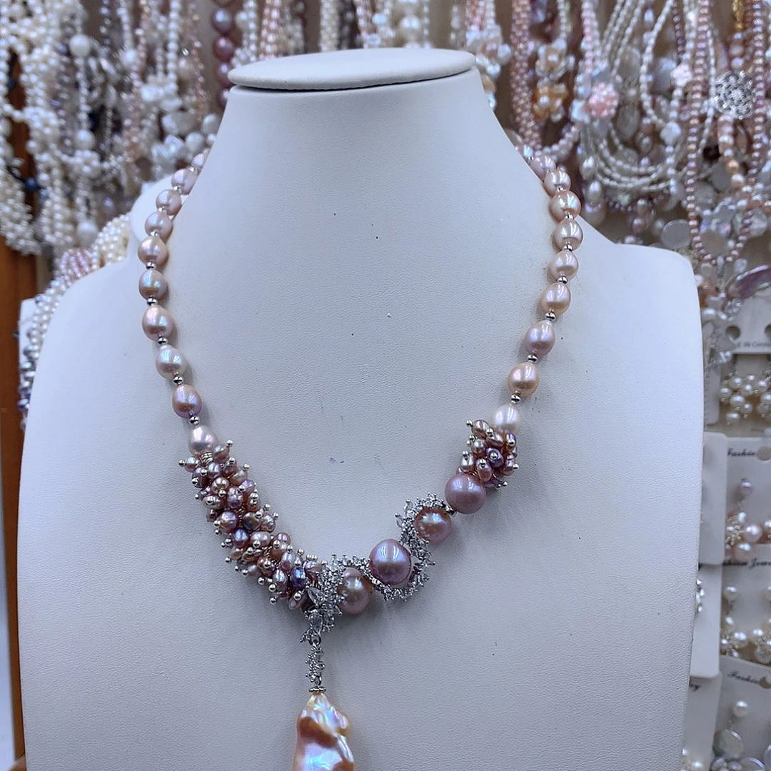 银S925镶嵌项链耳饰淡水珍珠