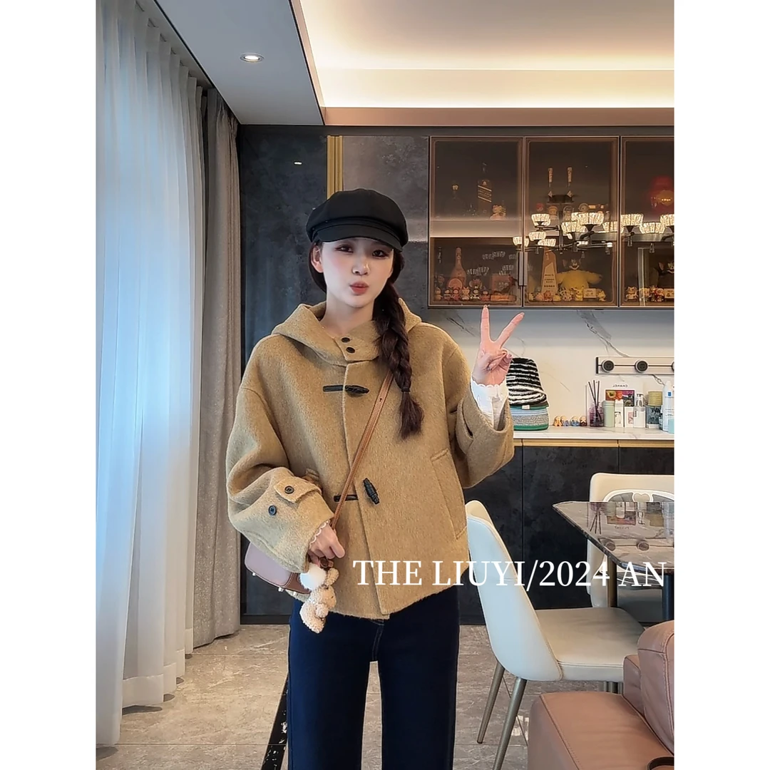 【LIUYI】枫林大道~羊毛混纺大衣毛呢短外套48298
