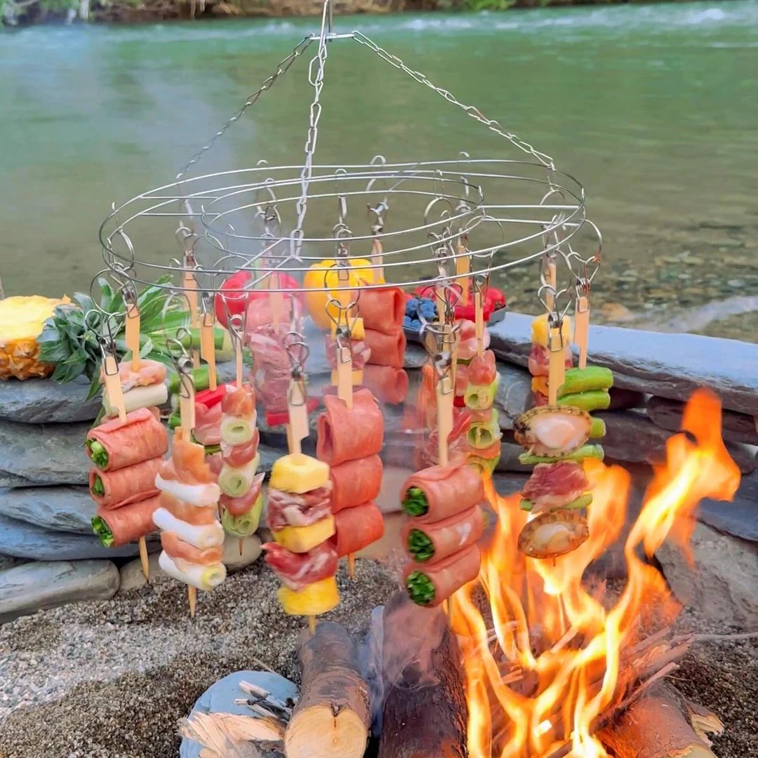 烧烤架家用户外野营聚餐便捷懒人福音立式吊炉烤架即时锅置物架子
