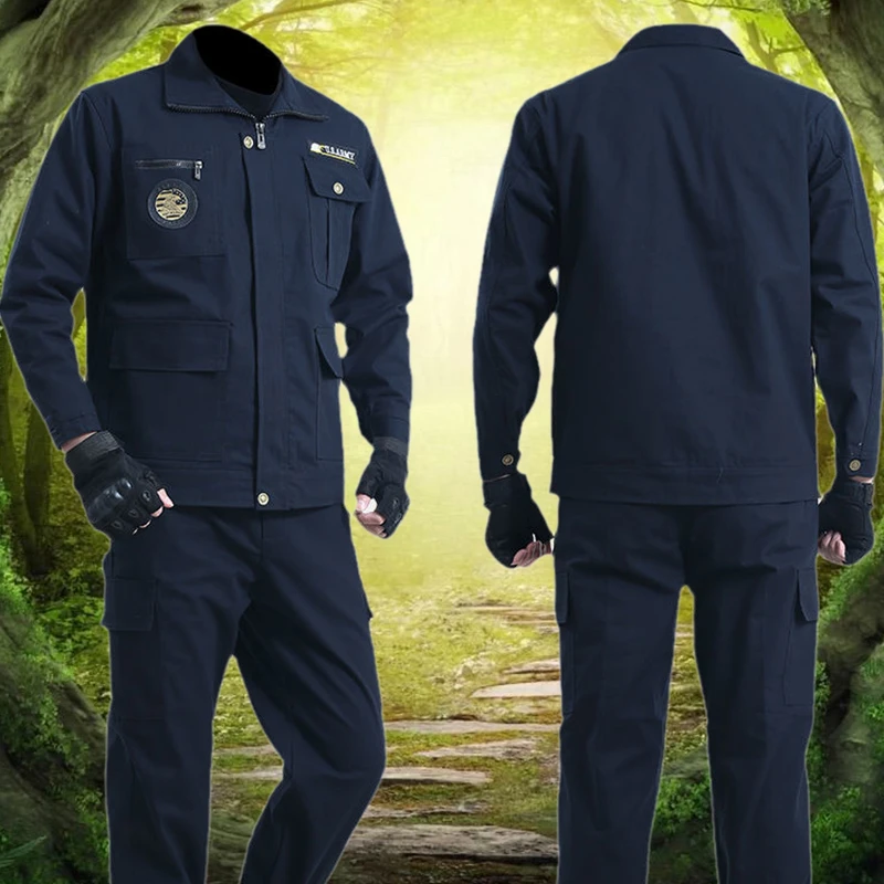 棉质帆布工作服套装劳保服春秋汽修电焊工防烫耐磨建筑工地套装